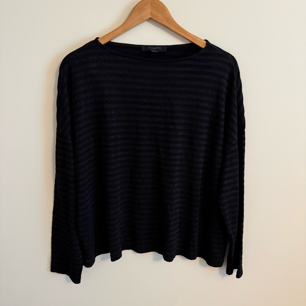 ALLSAINTS RITA STRIPED SHIMMER TOP - Picture 5 of 9
